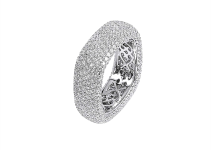 Square Rhodium Plated Micro Pave CZ Ring